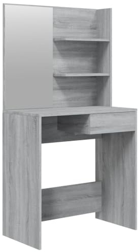 vidaXL Dressing Table with Mirror Grey Sonoma 74.5x40x141 cm