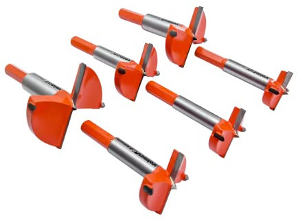 6PCS Forstner Drill Bit Boring Hole Saw Set 30/35/40/45/50/60mm Tungsten Carbide Steel Hinge Cutter Tool Kits for Wood Plastic Plywood, Large Forstner Bits Set