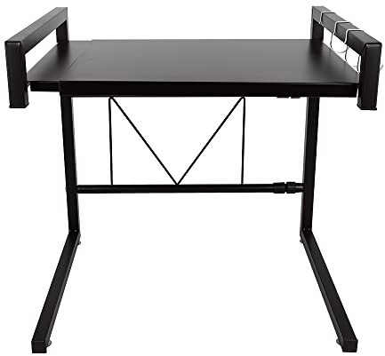 HUOLE Cuisine Micro Ondes Etagere Rangement,Étagère pour Micro-Ondes à 2 Couches - Extensible - pour épices, conserves, Bouteilles, jusqu'à 25 kg (42cm (40-65cm) Noir)