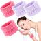 Molain 4 Stück Handgelenk Waschband, Elastisches Skincare Tools Elastisches Mikrofaser Gesicht Wasch Kosmetik Haarband Spa Gesichtswasch Armbänder (helllila, rosa)
