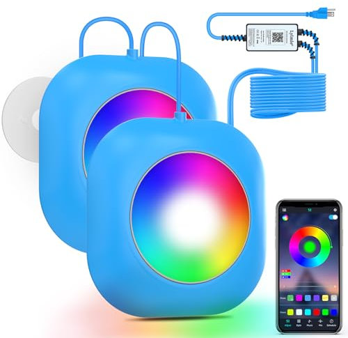 LyLmLe Éclairage de piscine LED 40 W double lumière avec câble de 6,5 m pour chaque lumière, contrôle par application 12 V Projecteur sous-marin avec minuterie, étanche IP68 pour piscine hors-sol à