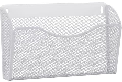 EasyPAG 1 Pocket Landscape A4 Mesh Hanging Wall File Holder Mail Organiser Magazine Storage,White
