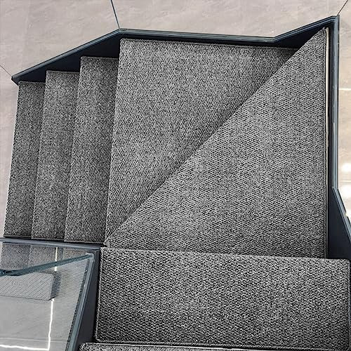 Imitación Sisal Alfombrilla Autoadhesiva Peldaños, Alfombra Madera Escalera Interior Antideslizante, Alfombras Decoración Amortiguación para Escaleras, para Niños, Ancianos y Mascotas ( Color : Gray ,