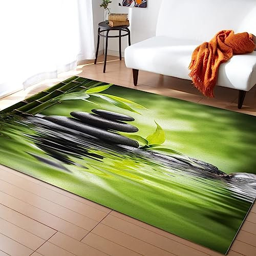 TEMLAN Bambuswaldstein Zen Teppiche Gegend, Thermalquellen-SPA Dekorativer Teppich für Wohnzimmer, Schlafzimmer, Esszimmer Badezimmer Küche Flur Läufer 60 x 120cm