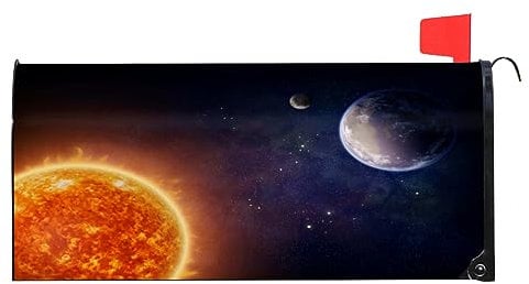 Solar System Mailbox Cover Magnetic Mailbox Wraps Waterproof Post Letter Box Cover Garden Yard Home Decor for Outdoor Large Size 25.5 L x 20.8 W