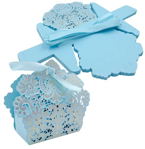 ONEBO 25 Stück Süßigkeit Kästen,Weihnachten Geschenkboxen,Confetti Geschenkbox,Gastgeschenke Hochzeit Süßigkeiten Kasten,für Hochzeit Geburtstag Weihnachten(Hellblau)