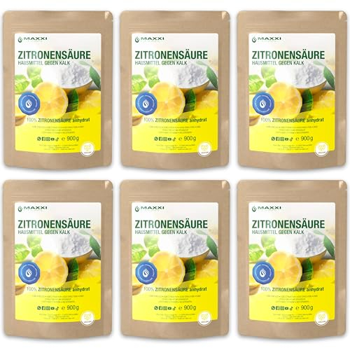 Maxxi Clean | 5,4 kg Zitronensäure Pulver in Lebensmittelqualität | Made in Germany | Hausmittel für Küche, Haushalt & Kosmetik | Citronensäure als Konservierungsmittel in 100% Reinheit