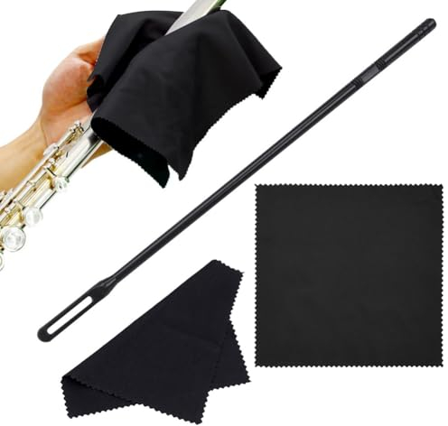 Reinigungsset für Querflöte,Flöten-Reinigungsset,Flöten-Reinigungsstab,Flöten Reinigungstücher,Flöten-Reinigungsstäbchen,Zur Innen- und Außenreinigung von Instrumenten,Reinigungsstab+2 Reinigungstuch