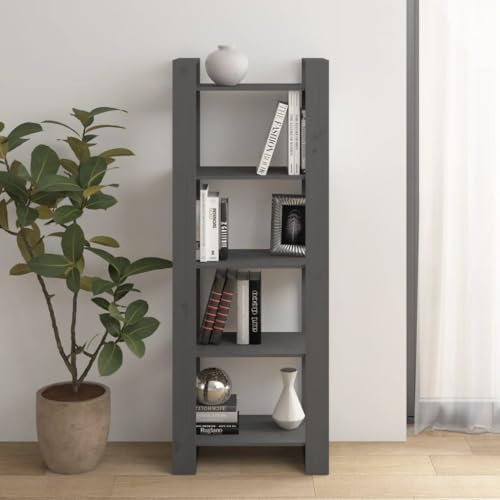 CKioict Eckvitrine Modernes Standregal Wohnzimmermöbel Bücherregal/Raumteiler Grau 60x35x160 cm Massivholzfür Wohnzimmer, Schlafzimmer, Büro