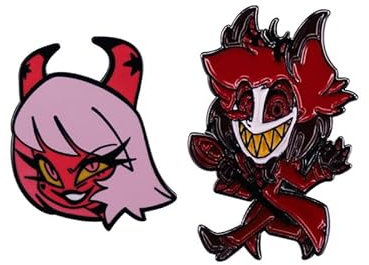 Zhongkaihua Hazbin Hotel-Anstecknadeln, Anime-Abzeichen, Legierung, Hazbin Hotel Merch Broschen, Abzeichen, Schmuck für Kleidung, Kappen, Rucksack, Taschen, Accessoires, Dekoration, 2pcs, Metall