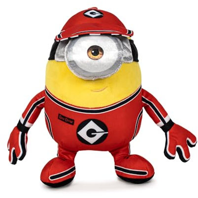 Famosa Softies - Peluche de 27 cm New Minions, con Traje de la GRU Crew de la Película Despicable Me 4, Juguete con Tejido Brillante, con Relleno Blandito, para Niños de 0 años+, Famosa (760024512)