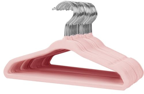 Stormix Baby Kleiderbügel 30er-Pack, 28cm rutschfeste Kleiderbügel aus Samt für Kinder, Kleiderbügel mit Schulterkerben für Kleinkinder Rosa