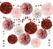 Pompons Deko Rosa, 15 Stück Seidenpapier Pompons mit Punkte Girlande Rosegold, Papier Pompons Girlande für Hochzeit JGA Geburtstag Jugendweihe Gartenparty Babyparty Deko
