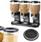 SIZI LTD 6L Black Kitchen Triple Cereal Dispenser Dry Food Storage Container Dispenser Machine Great for Cornflakes, Candy, Nuts, Beans, Granola