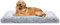 MDDK DY Hundebett, große Hundekissen Waschbare, Flauschige Hundematte, Langer Plüsch, weiche Polsterung, Ombré-Grau,120x80x10 cm