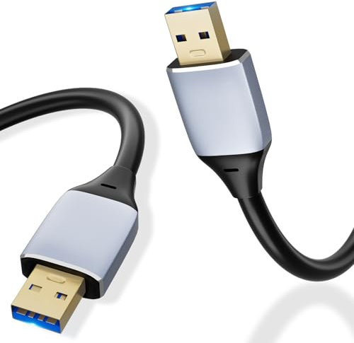 USB to USB 3.0 Cable, 1.5ft 5 Gbps SuperSpeed Data Transfer, USB A to A Male to Male Cable, Compatible with KVM Switche, Industrial Equipment, Double USB Cord, Ideal for Data Bridging and Lab Device