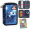 Goldkids - Federmäppchen 2 Fächer - Mäppchen für Mädchen und Jungen - Federmappe 2-Fach Federtasche Gefüllte Schüleretui 27-teilig - Schulmäppchen und Hausaufgabenheft - Fußball Motiv