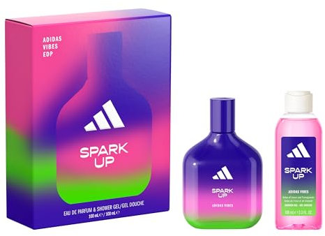 Le coffret adidas Vibes comprenant l'Eau de Parfum Spark Up et le Gel Douche