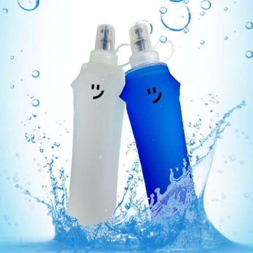 LotsJoy Botella de agua plegable de 500 ml, botella de agua, botella de agua sin BPA, botella deportiva para esquí, esquí de fondo, escalada, ciclismo y senderismo..