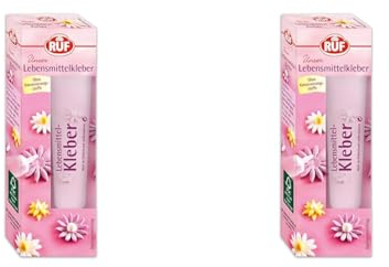 RUF Lebensmittelkleber, essbarer Glukose-Kleber in der Tube, für Fondant-Figuren, Marzipan und Zuckerdekor, einfach dosierbar, glutenfrei, vegan, 23g (Packung mit 2)