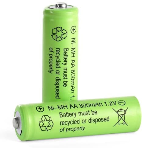 AXFEE Ni-Mh Piles Rechargeables AA, 2PCS 800mAh 1,2V Haute capacité pré-chargées NiMh Piles, pour Frontale LED, télécommande, Guirlandes Lumineuses