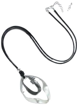 Halskette Ketten Schmuck Herren Frauen Anhänger Necklace Retro Antik Ellipse Lange Anhänger Halskette Pullover Kette Für Frauen Schwarz