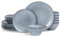 Richmount Tempus 18-Piece Dinner Set, Handpainted Swirl Stoneware Plates and Bowls Set, Colourful Dinner Sets for 6 People, Dinner Plates/Dessert Plate/Soup Bowl, Glazed Ceramic Dinnerware Sets, Blue
