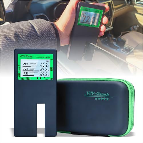 Digital Car Window Tint Meter TM-28 – Side Window Tint Tester for Light Transmission, UV/IR Rejection, Auto Calibration, Display Rotation, Rechargeable Battery, High Accuracy, 0.59in (15mm) Slot