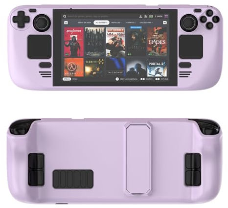 Weiche Schutzhülle für Steam Deck für Steam Deck OLED, Vollständiger Schutz Abdeckung Kratzfest Griffig Gehäuse mit Integriertem Kickstand (Hellviolett)