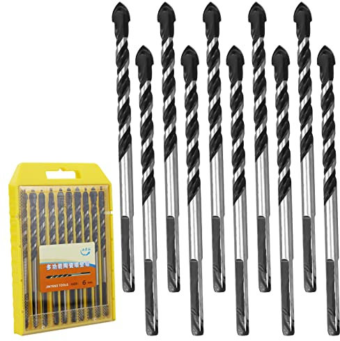 Juego de 10 brocas para azulejos y cristal, juego de brocas profesionales para taladrar azulejos, vidrio, cerámica, porcelana, madera, espejos y mampostería, brocas para azulejos y vidrio, 6 mm