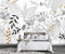 ZXCHEE Papier Peint Feuilles Noir Et Blanc Fleurs Fresque Intissé 3D Papier Peint Panoramique Nature Peinture Murale Chambre Salon -FG009-350x250cm