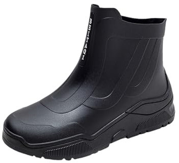 Stivali di gomma Wellington da uomo con solette in memory foam stivali corti da uomo per giardinaggio, agricoltura, pesca, passeggiate a spasso un cane, Nero , 42 1/3 EU