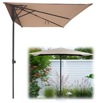 HAOKKV 8.2ft *4.3ft Garden Parasol, Half Rectangle Balcony Umbrella Adjustable Height, For Small Spaces, Against A Wall, Porch, Window