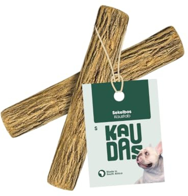 KAUDAS Sekelbos Kaustange „Südafrika“ – 2 x L Kauholz Hund (20-25 cm) für natürliche Zahnpflege & Beschäftigung, splitterfreie & extra Harte Hunde Kaustange – ohne Zusätze, nachhaltig geerntet