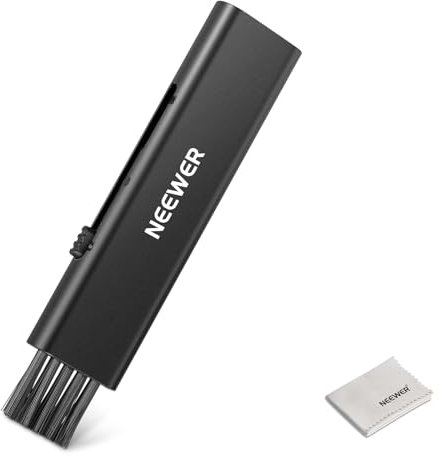 NEEWER 2in1 Kit di Pulizia per Obiettivi della Fotocamera, 1x Pennello per Lenti + 1x Panno per Pulizia, per Fotocamere DSLR, Elettronica, Smartphone, Tablet, HM-45