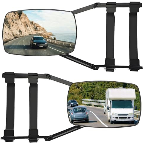 Hengrongshen 2 Stück Wohnwagenspiegel, Wohnwagen Spiegel Auto, Wohnwagenspiegel Universal, Drehbar und Zusammenklappbar, Wohnwagen Spiegel für Auto, Wohnmobil, Autoanhänger