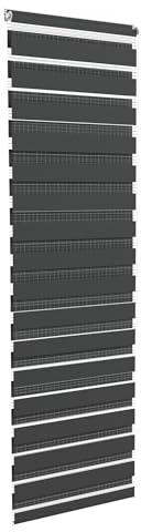 Aufun Doppelrollo Klemmfix ohne Bohren 70 x 220 cm (B x L) Klemmrollo Sonnenschutzrollo Fensterrollo mit Kettenzug für Fenster & Türen, Zebrarollo Seitenzugrollo Moderner Sichtschutz, Schwarz