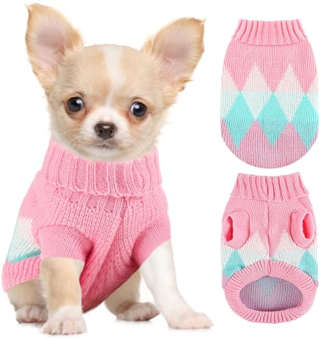 XXS Hundepullover, extra kleiner gestrickter Chihuahua-Pullover, Yorkie, Teetasse, Dackel, Hundepullover für kleine Hunde, Mädchen, männlich, Herbst, Winter, Welpen, Katzenpullover (XX-Klein)