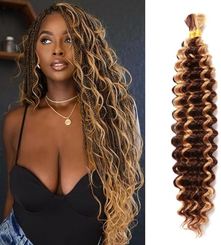 Seimainurs Deep Wave Crochet Hair Long Curly Braiding Hair for Boho Braids Ocean Wave Braiding Hair for Black Women (P4/27#, 18 Inch (Bundles of 2))
