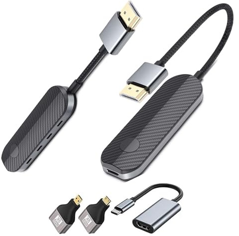 dibdib iShare Pro Kit All-in-One Wireless HDMI Transmitter and Receiver, Premium Carbon Fiber Design, 4K Decoding 1080P 60Hz, 328ft Long Range, Includes Adapters for Drones Cameras MacBook