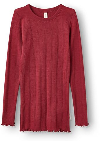 Dilling Kinder Langarmshirt Bio-Merinowolle Pointelle Baselayer Unterwäsche strukturierte Optik atmungsaktiv