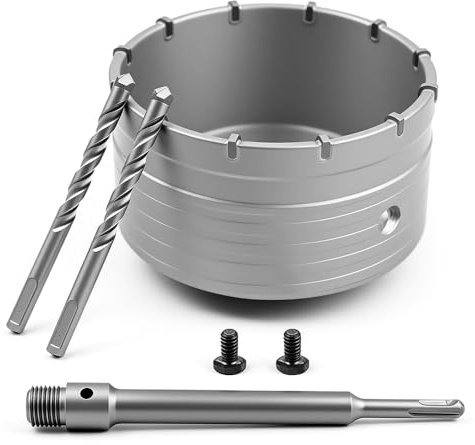 Vunanvu Couronne De Forage 110 Mm Avec Adaptateur Sds Plus De 220 Mm Et Foret De Centrage, Rallonge De Rechange, Maçonnerie, Brique, Climatisation, Installations De Tuyaux