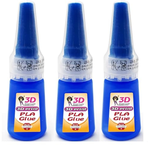 3DPLady 3er Pack PLAGlue - 3D Drucker Kunstoff Sekundenkleber (SuperGlue) für das kleben von Bauteilen aus PLA, ABS, PETG, TPU schnell aushärtend
