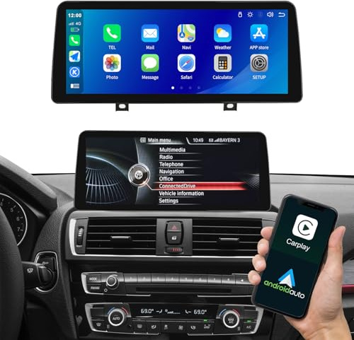 12,3 Zoll ultradünner Autobildschirm, kabelloses Carplay für BMW 1&2 Serie F20/F21/F22/F23 2012–2016 mit NBT-System, Autoradio Bluetooth/Siri/Unterstützung der Rückfahrkamera