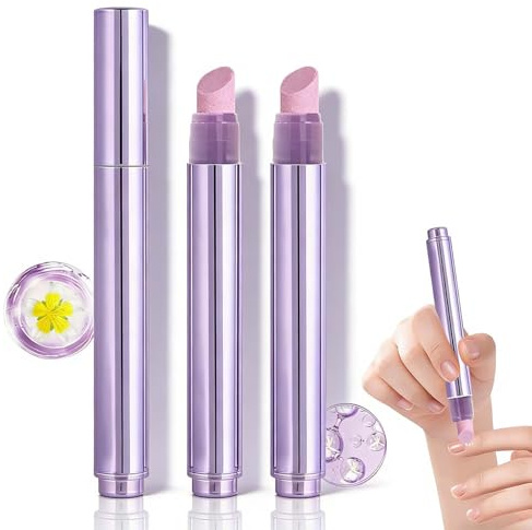 Cuticle Oil Pen 3-in-1 Nail Care Pen with Ceramic Pusher, Nourishing Nail Oil Pen for Dry Cracked Nails & Hangnails, Hydrating Manicure Tool for Daily Care, Floral Scent, 3PCS
