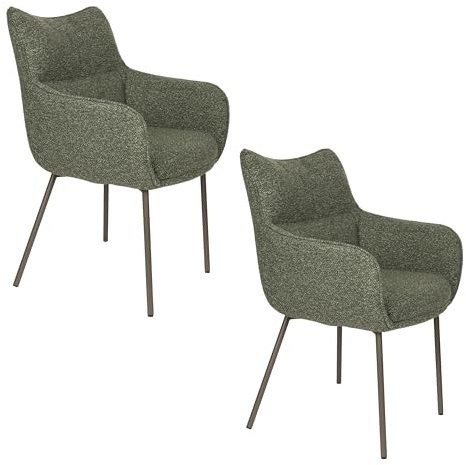 Housecraft living Jacques Esszimmerstuhl mit Armlehne Grün - 2 er Set