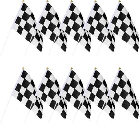 Parliky Lot de 10 Mini-drapeaux à Main Noirs en Tissus Non Tissés, Drapeaux de Course Chic pour Signal de Départ et Décorations de Fête Halloween