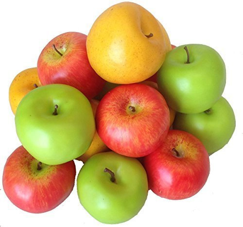 GMMH Künstlicher Deko Apfel, 15 Stück (Bunt, 90-120 g/St) Lebensechtes Plastikobst, Äpfel Plastikfrucht, Kunstobst, Frucht, Dekoration, Schaufenster, Haushalt, Küche, Party, Hotel