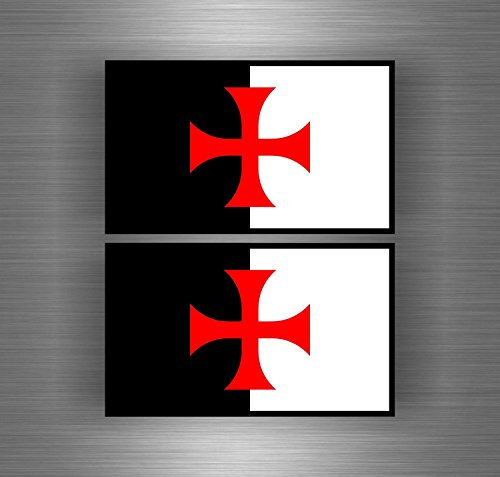 Akachafactory 2 x selbstklebend Wandtattoo Ordnung Malta Tempelritter Flagge Kreuzzügen Templar crussader