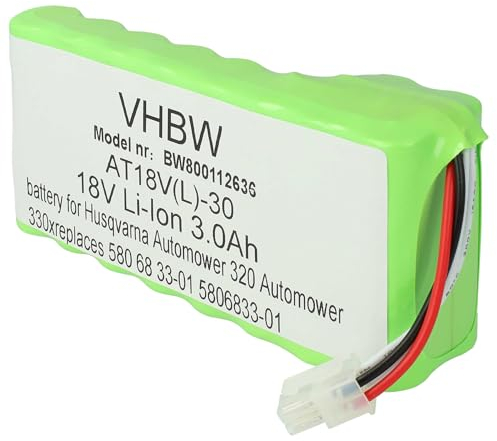 vhbw Bloc de Batteries Compatible avec Husqvarna Automower 430X (Jusque 2019/2020), 435X AWD Robot Tondeuse (3000mAh, 18V, Li-ION)